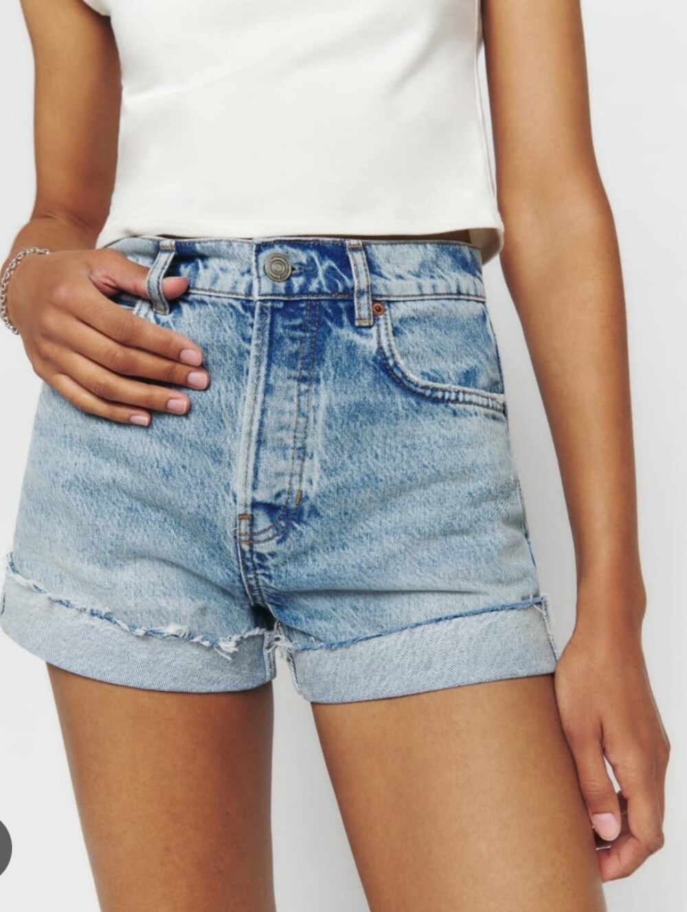 Reformation Charlene High Rise Cuffed Jean Shorts size 24